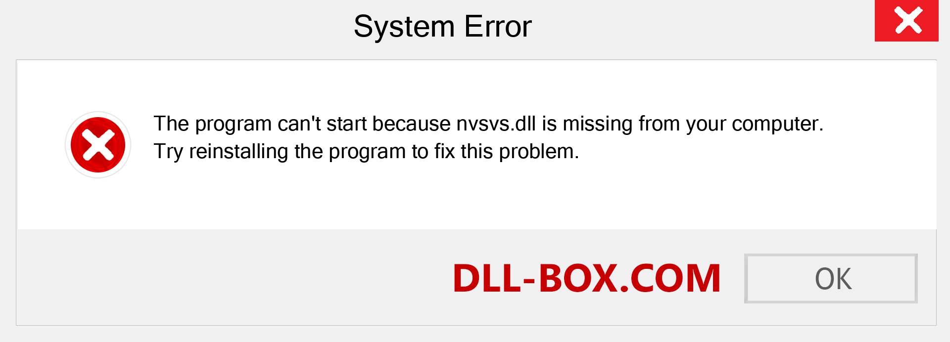  nvsvs.dll file is missing?. Download for Windows 7, 8, 10 - Fix  nvsvs dll Missing Error on Windows, photos, images